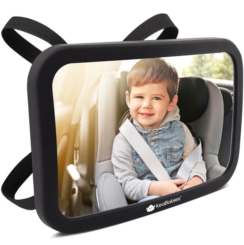 Photo 1 of Large Shatterproof Baby Car Mirror - Safety Baby Car Seat Mirror - Baby Car Mirror for Back Seat Rear Facing Infant - Carseat Mirrors - Fully Assembled Baby Mirror For Car (Matte Black)
