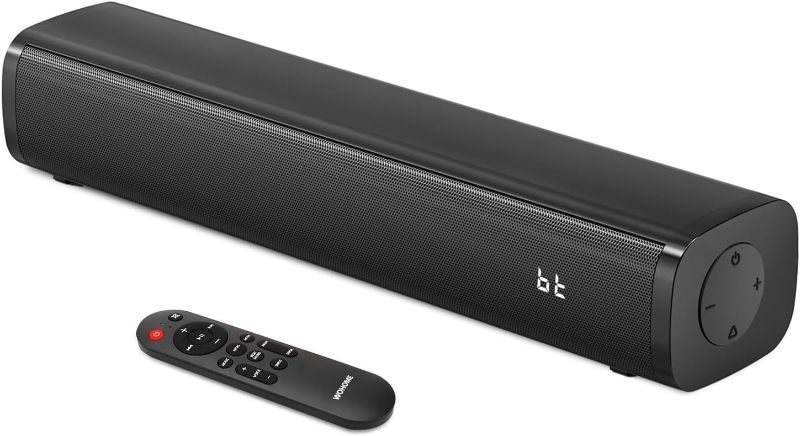 Photo 1 of Wohome 2.1ch Small Sound Bars for TV with 6 Levels Voice Enhancement, Built-in Subwoofer, 16 Inches Bluetooth Soundbar Speakers with Optical/AUX/USB Connection, S100 (Pure Black)