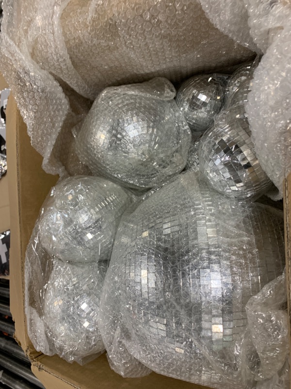 Photo 2 of Libima 12 Pack Disco Ball Bulk Large Hanging Disco Ball Party Decorations Different Sizes Small Mirror Ball Decorations for Stage Bar Wedding Festivals Party Decorations(12'', 8'', 6'', 4'')