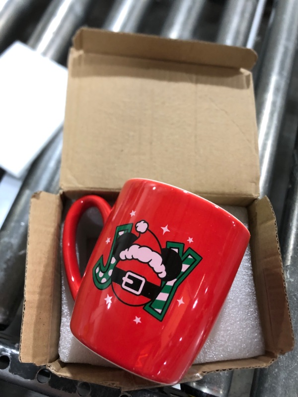 Photo 2 of Paayna Christmas Santa Ceramic Coffee Mug, 13 oz Novelty Xmas Joy Tea Cup with Handle, Funny Winter Holiday Gifts for Friends Women Men, Red Drink Mugs Microwave and Dishwasher Safe