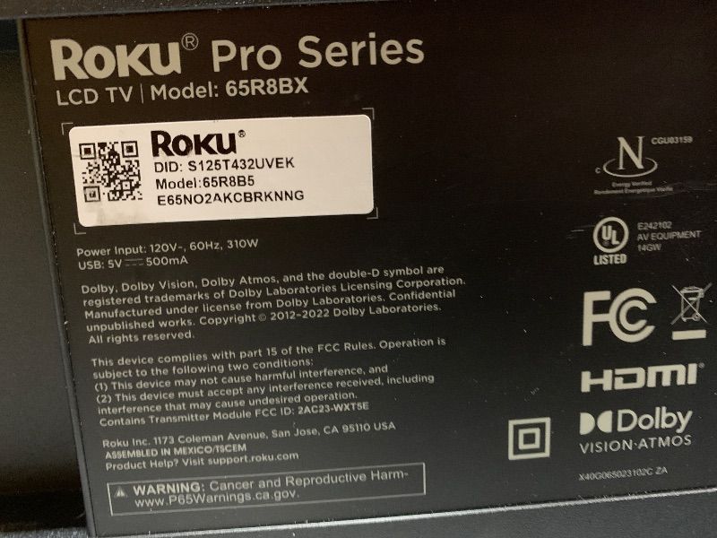 Photo 5 of Roku Smart TV – 65-Inch Pro Series 4K QLED RokuTV with Backlit Roku Voice Remote Pro, Dolby Vision IQ, 120Hz Refresh Rate – Live Local News, Sports, Gaming
