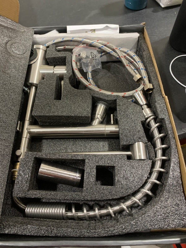 Photo 1 of FGKQ LED Kitchen Faucets with Pull Down Sprayer, Commercial Kitchen Faucets, Two Head Kitchen Sink Faucets, High Pressure Faucet for Kitchen Sink, Stainless Steel, Brushed Nickel