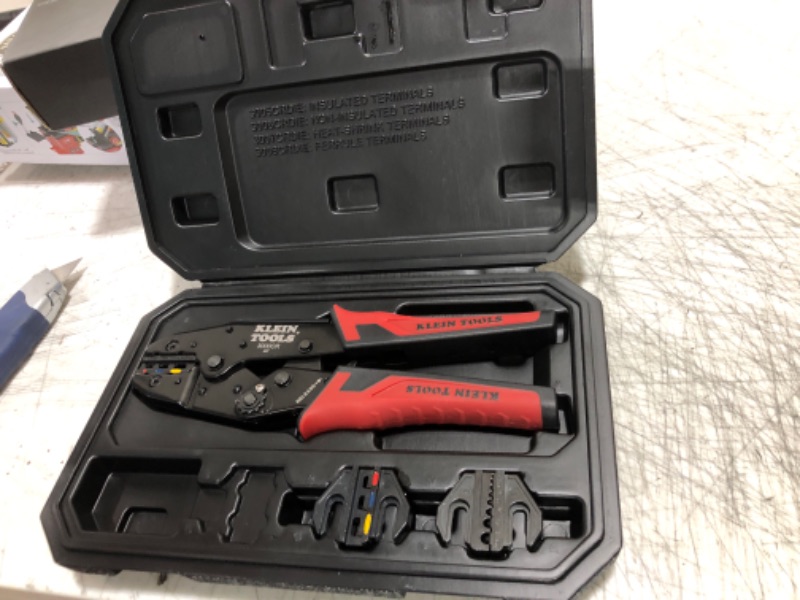 Photo 2 of Klein Tools 3000CRKIT Ratchet Crimping Tool Set, (4) Interchangeable Dies for Heat Shrink, Non-Insulated, Insulated and Ferrule Terminal Connectors