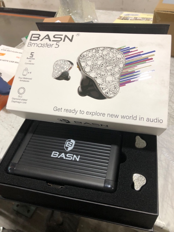 Photo 2 of BASN Bmaster5 in Ear Monitors, 1DLC Diaphragm+4BA 5 Drivers IEM Earphones with Silver-Plated OFC Cable, Noise Isolation Wired Earbuds for Musicians (Silver)