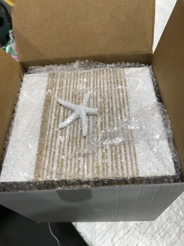 Photo 1 of SOMTO Beach Rustic White Wood Square Tissue Box Cover,Farmhouse Bathroom Accessories Starfish Decor Tissue Holder with Slide-Out Bottom Panel…