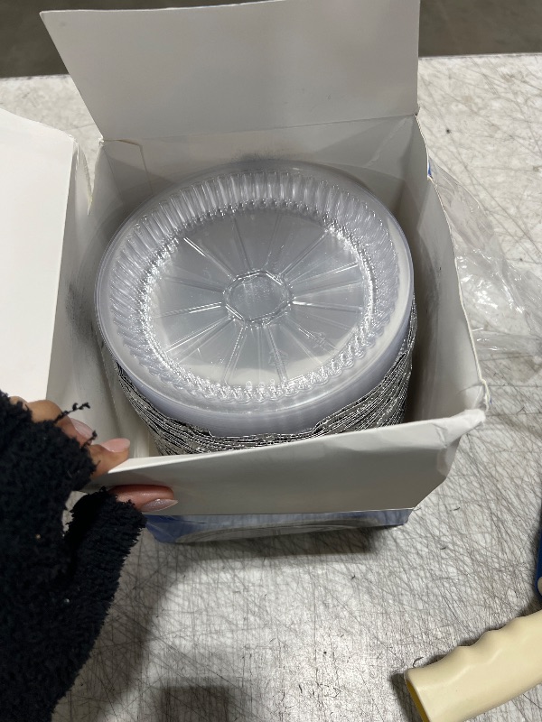 Photo 1 of Waytiffer 7 Inch Round Aluminum Pans with Lids (60 Pack) Disposable Foil Pan with Clear Dome Top, Aluminum Tin for Roasting Baking Cooking