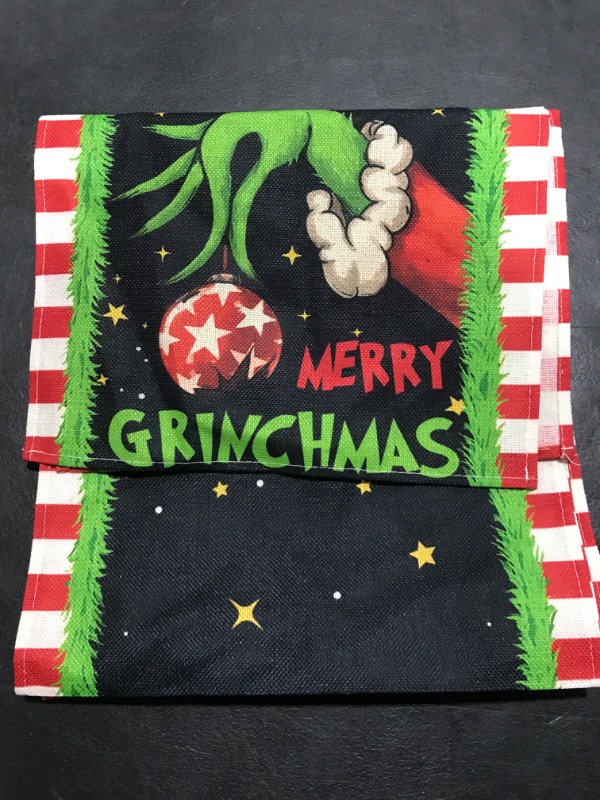 Photo 2 of Linen Christmas Table Runner Christmas Tablecloth Winter New Year Xmas Christmas Decorations and Supplies for Home Kitchen Table-13×72''