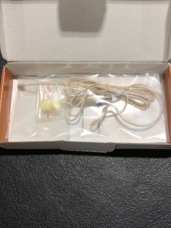Photo 1 of Sujeetec Headset/Headworn Microphone - 4 Pin Mini XLR Head Microphone for Shure Wireless System & Bodypack Transmitter – Beige Single Earhook Omnidirectional Headset Head Mic