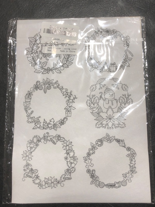 Photo 1 of Water Soluble Stabilizer for Embroidery - CRASHOT 4 Sheets Christmas Stick and Stitch Embroider Paper Wash Away, 57 Pcs Winter Snowmen Wreath Embroidery Patterns, Suprise Hand Sewing Lover