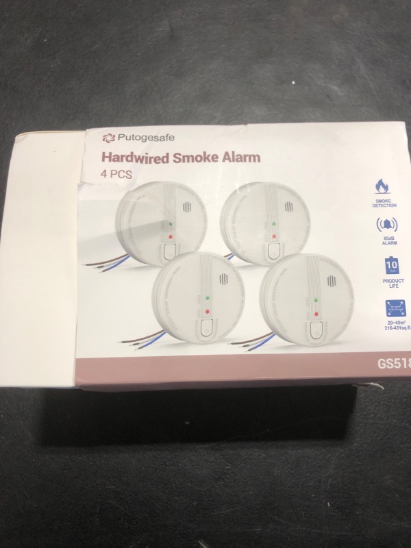Photo 1 of Detector, Hardwired Interconnected Smoke Detectors, Smoke Alarm with Replaceable 9V Battery, Interconnects Up to 12 Fire Alarms Smoke Detectors, Photoelectric Fire Alarm with Test/Silence Button