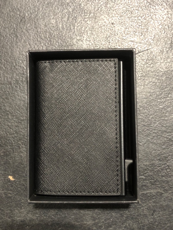 Photo 1 of typecase Mens Wallet Card Holder: Pop Up Aluminum Case, Genuine Leather, Smart, RFID Blocking, Slim, Minimalist, Front Pocket - 9-14 Card Capacity | ID Window | Cash Slot (Cross Black)