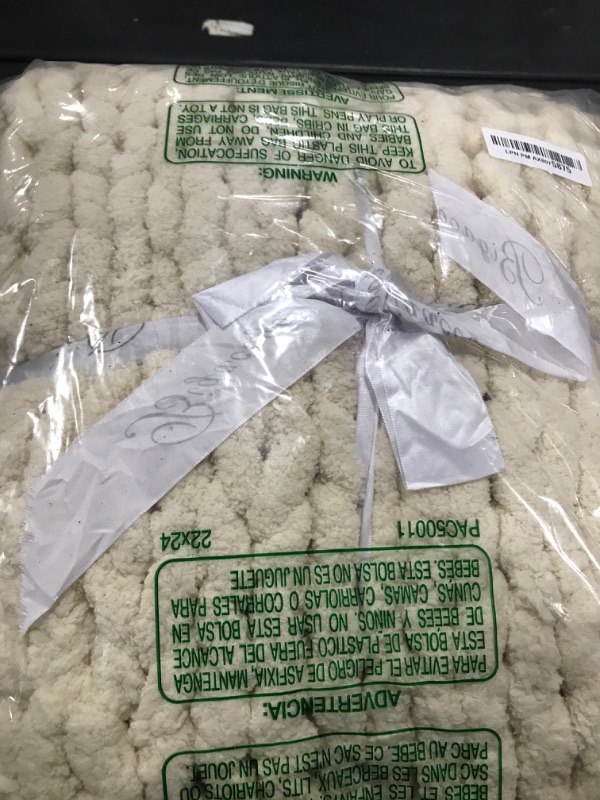Photo 1 of Bigacogo Chunky Knit Blanket Throw 40"x60", 100% Hand Knitted Chenille Throw Blanket, Soft Thick Yarn Cable Knit Blanket, Cute Rope Knot Crochet Throw Blankets for Couch Bed Sofa (Beige)