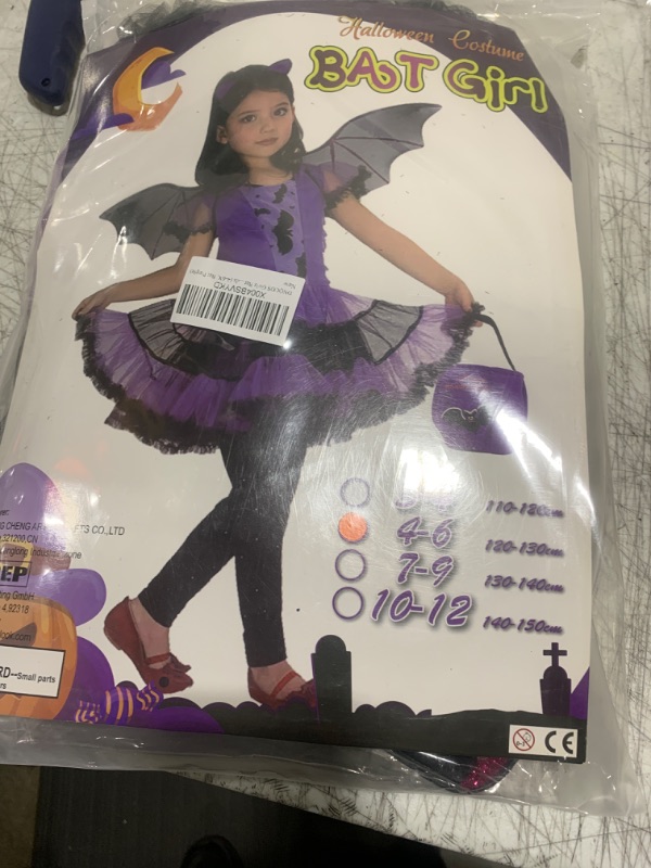 Photo 2 of DNQCOS Girls Bat Halloween Costume Witch Cosplay Costume Tutu Dress Set for Kids (4-6X, Bat Purple)