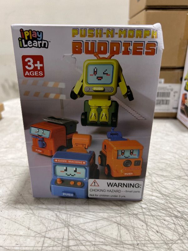 Photo 1 of iPlay, iLearn Construction Push Go Car Toys for Toddlers, 2 in 1 Kids Robot Racing Cars, Infant Play Vehicle Set, Mini Pull Back Push Go Friction Car, 3-4-5-6 Years Old Boys Cool Birthday Gift - Robot