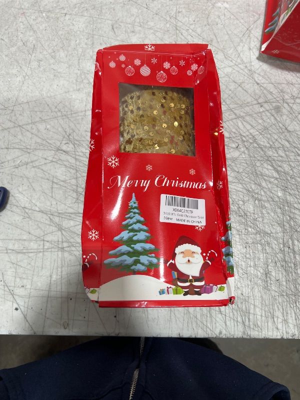 Photo 1 of BSHSPX Gold Christmas Tree Collar 28" Christmas Tree Base Cover Foldable Christmas Tree Ring Glittery Sequin Christmas Tree Skirt Basket Rustic Santa Tree Collars for Small Xmas Tree Decorations
