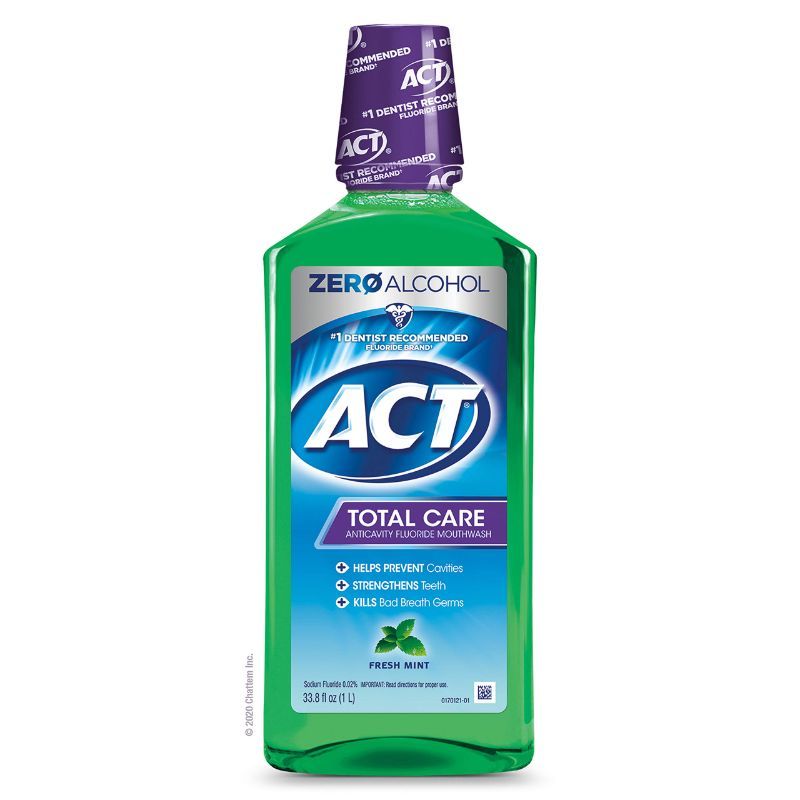 Photo 1 of ACT Total Care Zero Alcohol Anticavity Fluoride Mouthwash 33.8 fl. oz. (Pack of 6) Fresh Mint