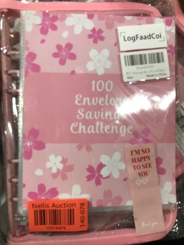 Photo 1 of 100 Envelopes Money Saving Challenge Binder with Cash Envelopes, Easy and Fun Way to Save $5,050,Expense Budget Sheet for Budgeting and Saving Money (Pink with Zipper)