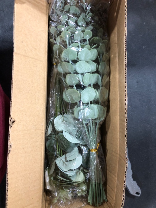 Photo 2 of 110 Pcs 7 Kinds Mixed Artificial Eucalyptus Stems and Faux Flowers,Fake Silver Dollar Eucalyptus Leaves Stems Bulk Real Touch Leaf Branches for DIY Bouquets Floral Arrangement Wedding Home Decor