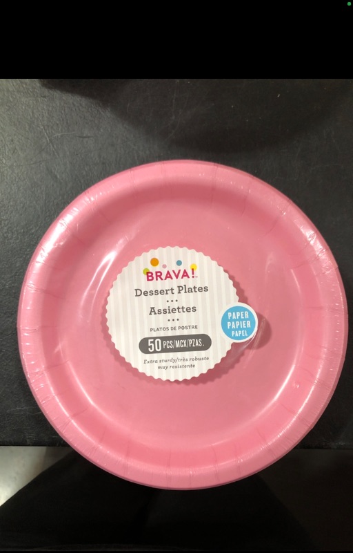 Photo 2 of Bright Pink Round Paper Plates - 6.75" (50 Pc) - Sturdy & Eco-Friendly Party Essentials - Perfect for Celebrations & Events