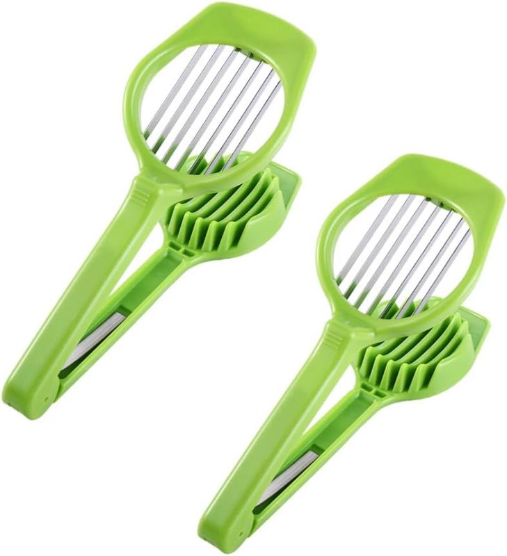 Photo 1 of 
2pcs Stainless Steel Egg Slicer Fruit Cutter,Handheld Mushroom Kiwi Divider Egg Split Device,Strawberry Cheese Cutter Multifunction Slicing Mould