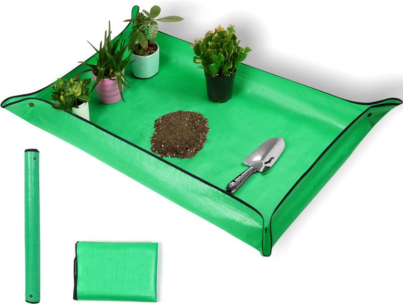 Photo 1 of Plant Repotting Mat,Extra Large Waterproof Potting Mat,Foldable Potting Mat for Indoor Plant Transplanting and Dirt Control,Portable Gardening Mat,Reusable Plant Mats for Repotting