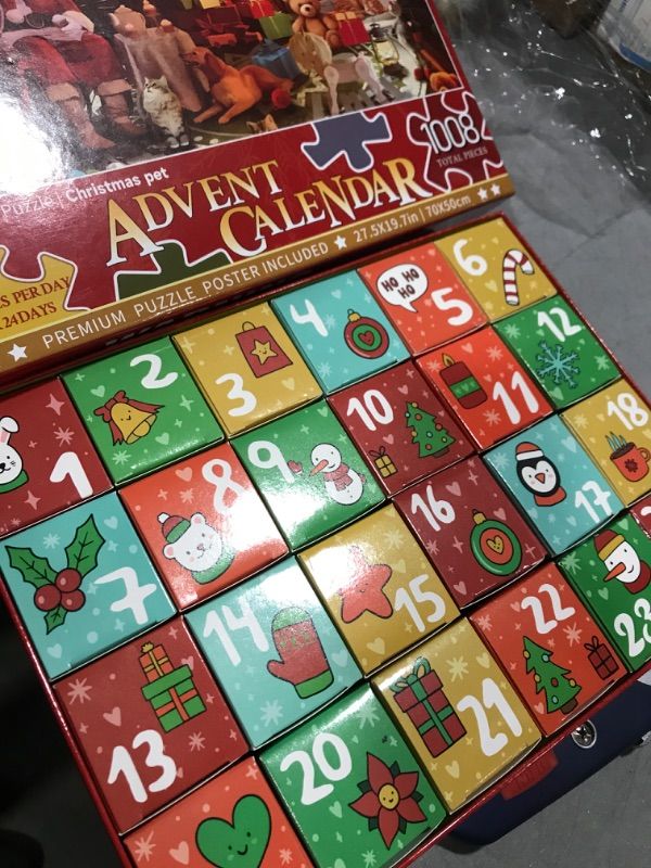 Christmas Puzzle Advent Calendar 20241008pcs 24 Days Santa and Pet