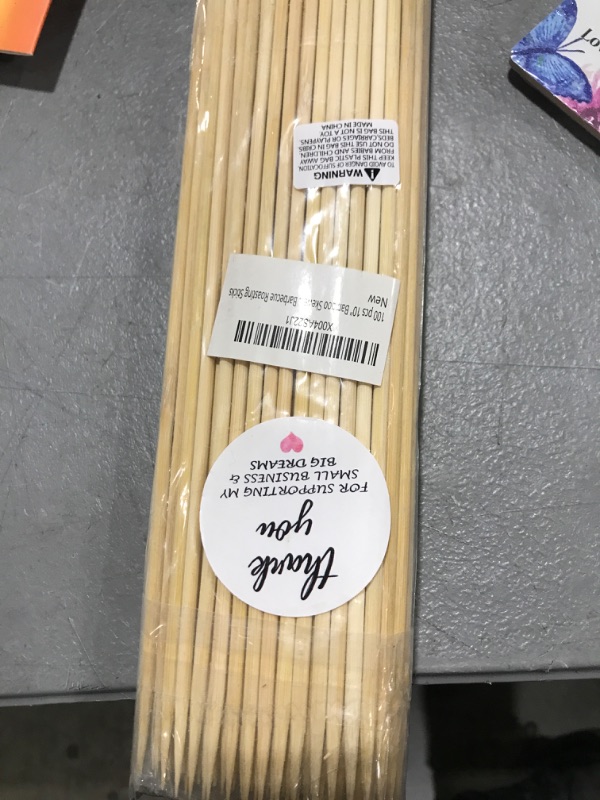 Photo 1 of 100pcs 10" Bamboo Skewers Sticks for BBQ Kabob Grilling Barbecue Marshmallow Roasting Sticks 4mm Thick Wooden Smore Sticks Craft and More Size Choices 8"/10"/12"/16" inch Long (10 inch)