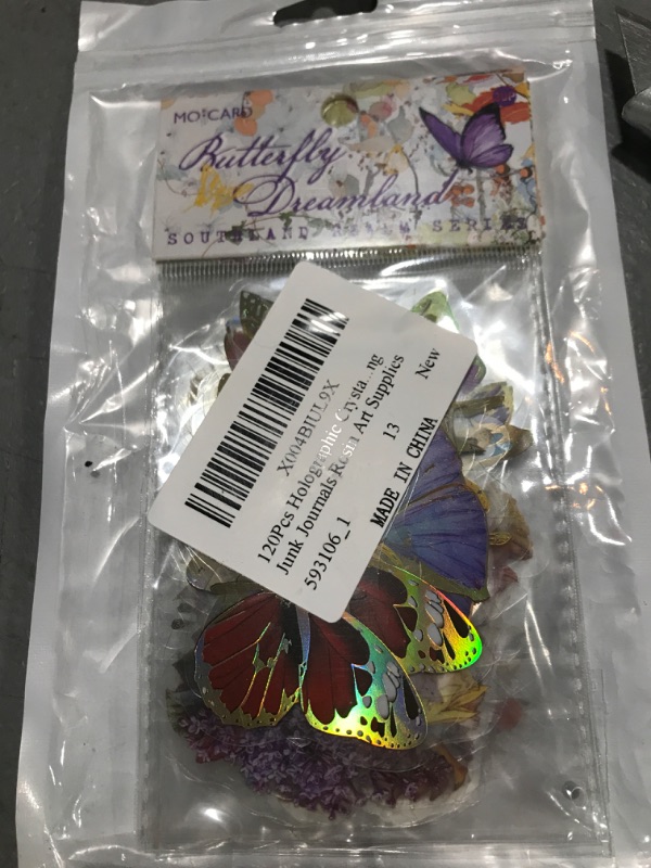 Photo 2 of 120Pcs Gold Holographic Crystal Shiny Butterfly Stickers Waterproof Flower Plant Sticker Foil Holographic Stickers with 4 Themes for Card Scrapbooking Junk Journals Resin Art Supplies