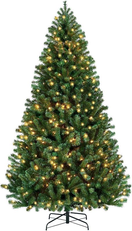 Photo 1 of 7.5 Ft. Premium 1480 Tips Extra Full Spruce Artificial Holiday Christmas Tree for Home - Easy Assembly - Prelit with 400 ct. White LED Lights