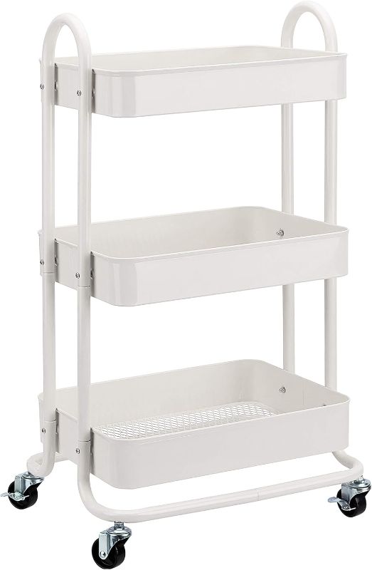 Photo 1 of  3-Tier Rolling Utility or Kitchen Cart - White