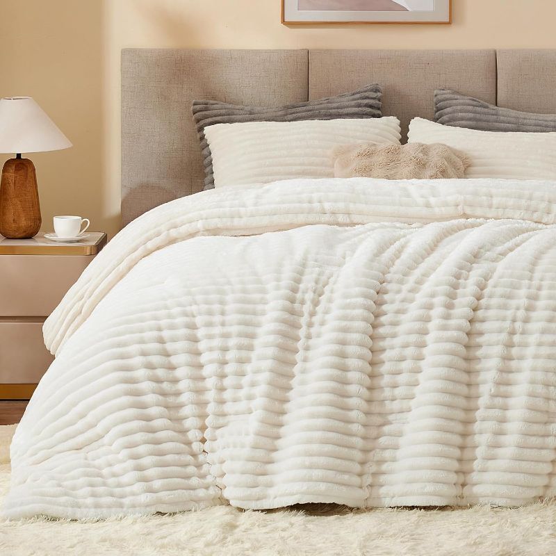 Photo 1 of BEDELITE Fleece Queen Comforter Set -Super Soft & Warm Fluffy Bedding, Luxury Fuzzy Heavy Bed Set for Winter with 2 Pillow Cases