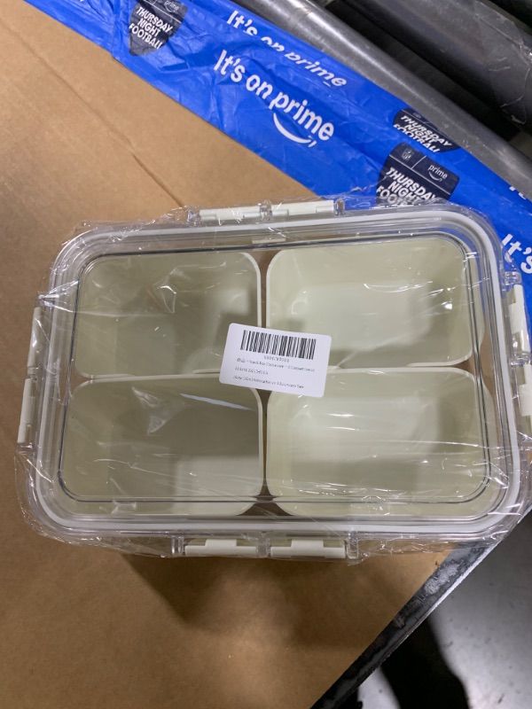 Photo 1 of Snack Box Container, 4 Compartment Divided Serving Tray with Lid, Portable Storage Organizer for Fruits, Veggie, Snacks, Reusable Snack Box Charcuterie Platter for Party, Picnic, Travel, Road Trips