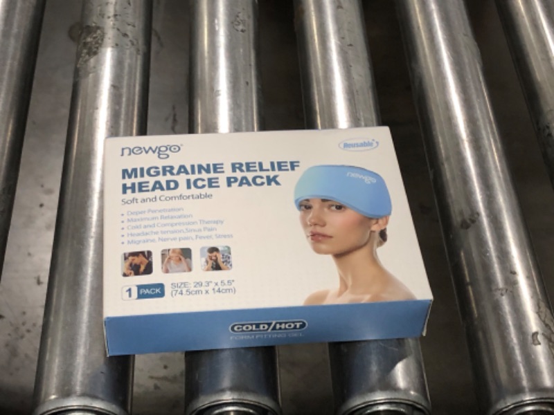 Photo 2 of NEWGO Ice Pack for Migrianes and Headaches Relief, Migraines Ice Head Wrap Gel Cold Pack Hot or Cold Therapy for Headache Relief, Tension, Sinus Pain, Chemo, Head Injuries ?Blue