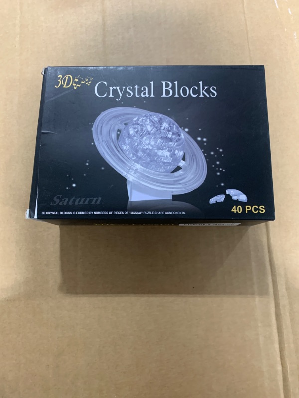 Photo 2 of 3D Crystal Puzzle, Saturn Assembly 3D Puzzles for Adults with LED and Gift Boxes for Great Christmas Birthday Wedding New Year Gifts