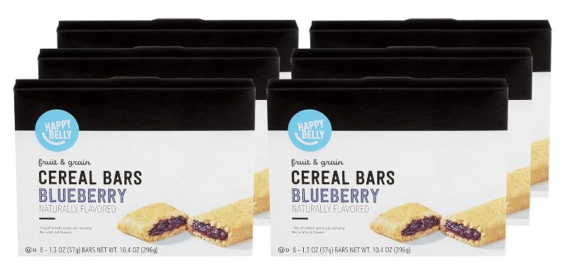 Photo 1 of Amazon Brand - Happy Belly Fruit & Grain Cereal Bars, Blueberry, 8 Count (Pack of 6)
