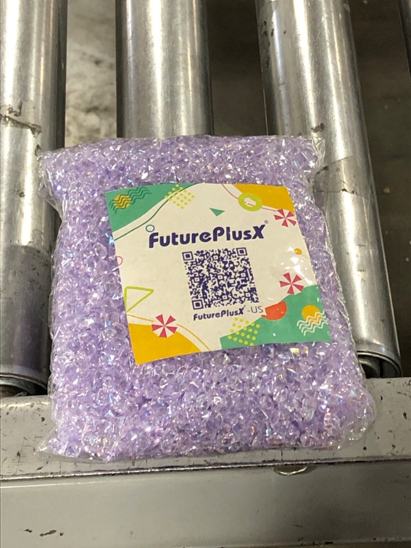 Photo 2 of FUTUREPLUSX 5000PCS Purple Fake Ice Rocks(0.28 * 0.2 Inches), 1LB Iridescent Artificial Crushed Ice Dazzling Acrylic Crystal Rocks Diamonds for Home Table Decorations Vase Fillers