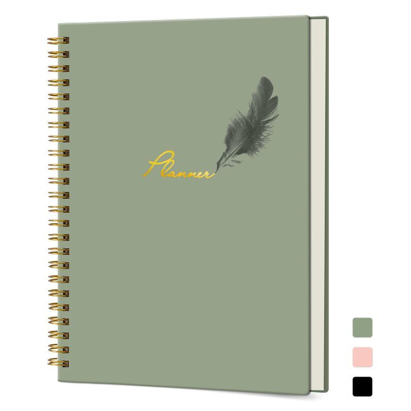 Photo 1 of *2Pack* Planner 2024-2025 Weekly and Monthly, A5 Academic Planner, Custom Dated 12 Months and 60 Weeks Calendar 2025 Planner, Hardcover Spiral Bound School Teacher Student Planner, 8.5" x 6.3"-Green