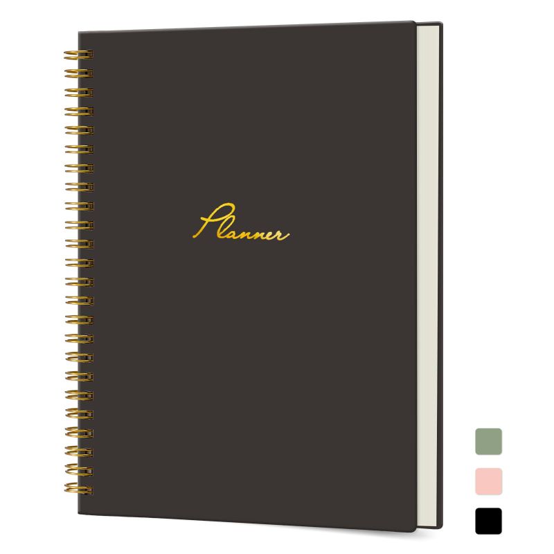 Photo 1 of *2Pack* Planner 2024-2025 Weekly and Monthly, A5 Academic Planner, Custom Dated 12 Months and 60 Weeks Calendar 2025 Planner, Hardcover Spiral Bound School Teacher Student Planner, 8.5" x 6.3"-Black