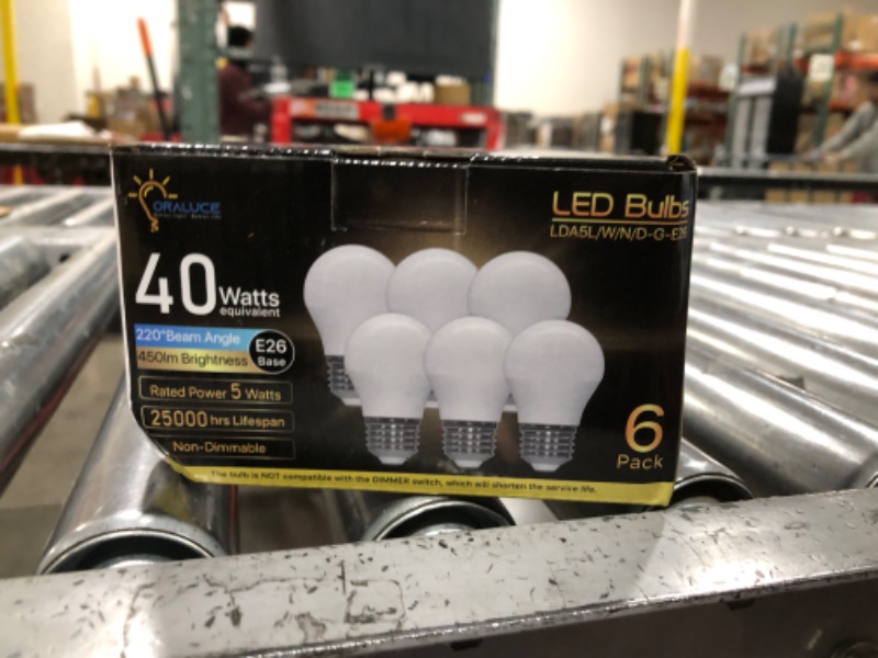 Photo 2 of ORALUCE A15 LED Bulb 5 Watts Cool White 6500K,40W Equivalent Table Lamp Bulb, E26 Standard Screw Base G45 Shape Small Light Bulbs for House Lighting,450 Lumen,Non-Dimmable,6 Pack