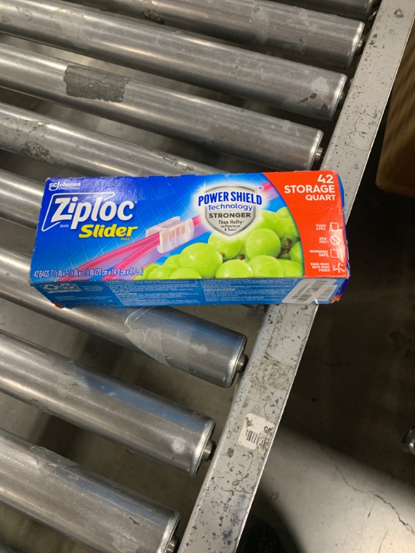 Photo 1 of Ziploc Quart Food Storage Slider Bags, Power Shield Technology for More Durability, 42 Count 42 Count Quart