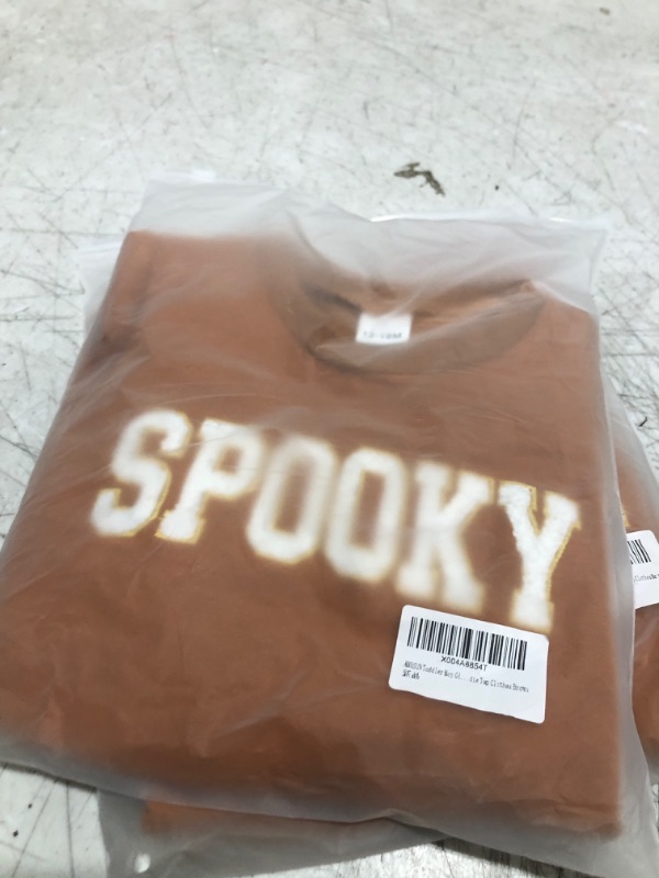 Photo 2 of ADXSUN Toddler Boy Girl Halloween Outfit Pumpkin/Spooky Sweatshirt Fall Hoodie Top Clothes Brown 12-18M