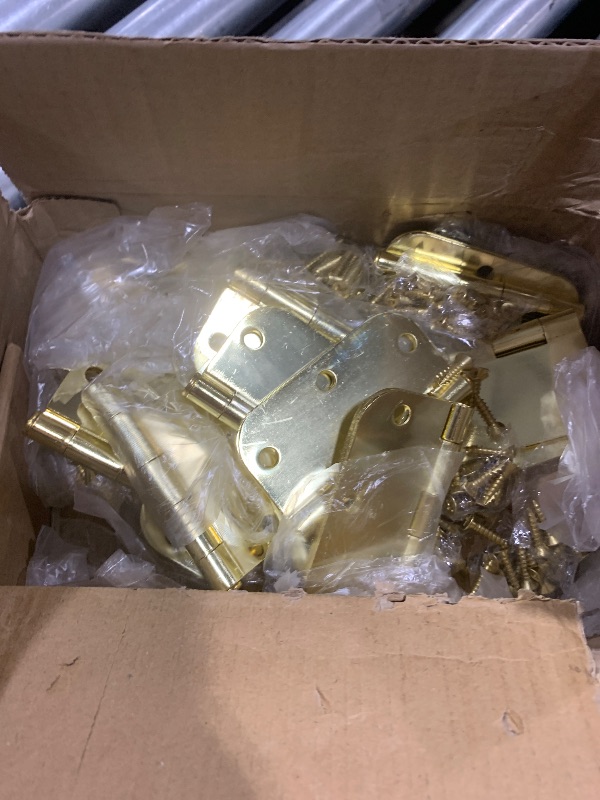 Photo 2 of Door Hinge 3 1/2" 18 Pack Rounded Door Hinges Polished Brass 3.5" x 3.5 Inch Hinges for Doors Interior 5/8" Radius Corners Residential Heavy Duty Steel,Reversible Removable Pin Hinge Factory Shop