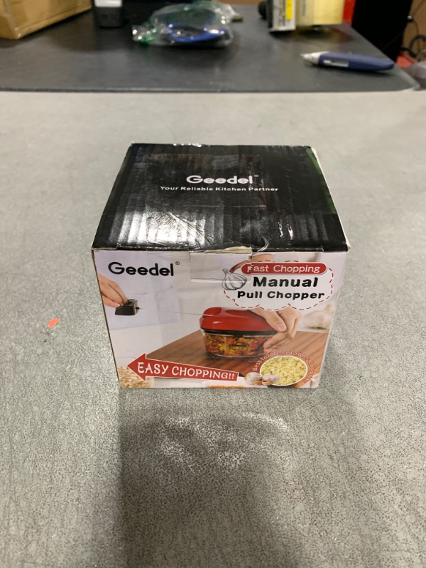 Photo 1 of Manual Food Processor Vegetable Chopper, Geedel Pull Chopper with String, Food Chopper Vegetable Cutter for Veggies, Fruits, Salad, Onion, Nuts, Herbs, etc, 2 Cup(500ml), Red