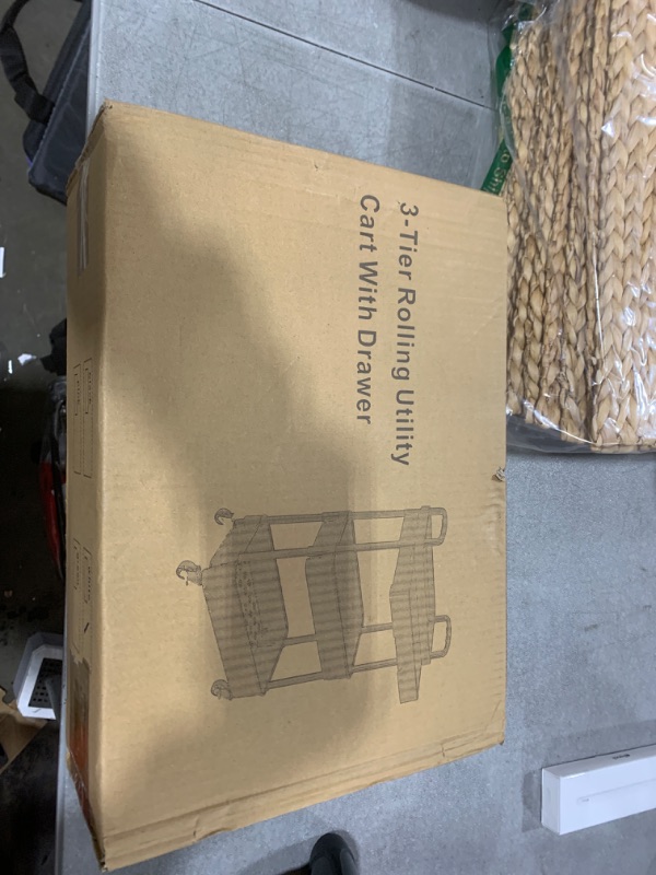 Photo 1 of Calmootey 3-Tier Rolling Utility Cart with Drawer,Multifunctional Storage Organizer with Plastic Shelf & Metal Wheels,Storage Cart for Kitchen,Bathroom,Living Room,Office,White