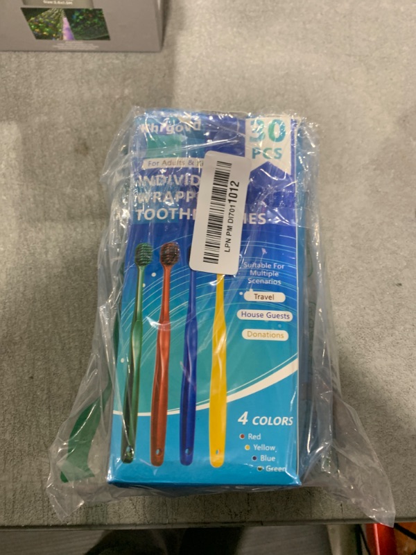 Photo 1 of Khrgovd 30pcs Individually Wrapped Bulk Toothbrushes, Colorful Manual Disposable Travel Toothbrush Set for Adult, Kid, Medium Soft Bristles, for Travel, Hotels (4 Colors)