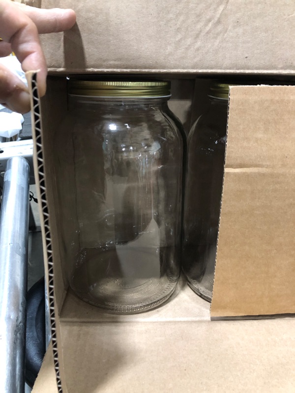 Photo 1 of 2 Pack - 1 Gallon Glass Mason Jar Wide Mouth with Airtight Metal Lid - Safe for Fermenting Kombucha Kefir - Pickling, Storing and Canning- BPA-Free Dishwasher Safe- Made in USA By Kitchentoolz