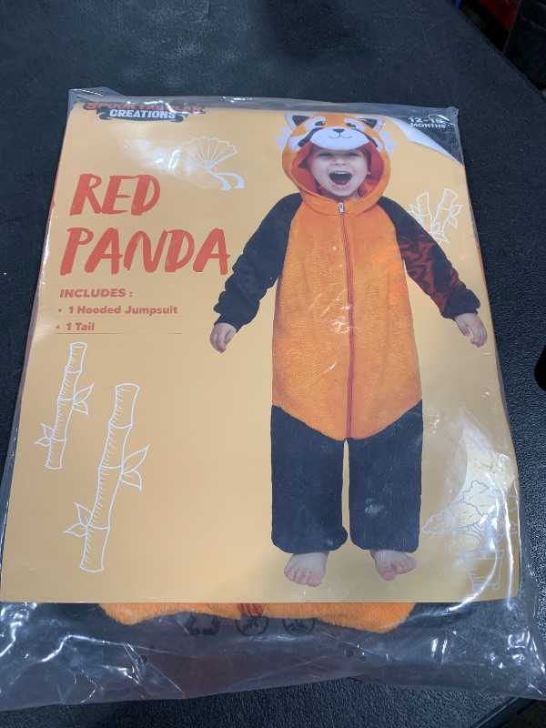 Photo 2 of 12-18 MONTHS Spooktacular Creations Halloween Baby Jumpsuit Panda, Unisex Red Panda Toddler Hooded Jumpsuit Costume with a Tail, Zip-Up Hooded Jumpsuit for Halloween Cosplay Costume (12-18Months)