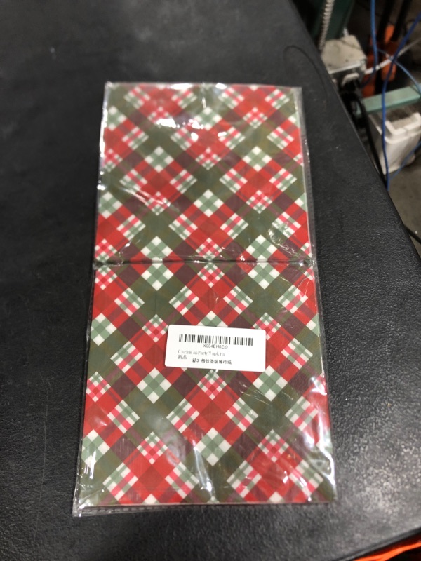 Photo 2 of 40Pcs Christmas Paper Napkins,Christmas Party Supplies Green Plaid with Red and White Buffalo Plaid Napkins Winter Christmas Table Decoration for Xmas Holiday,New Year Party