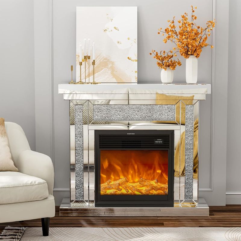 Photo 1 of ***STOCK PHOTO REFERENCE ONLY***
7.5'' Mirrored Fully Assembled Electric Fireplace and TV Stand
