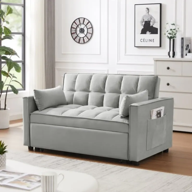 Photo 1 of ***STOCK PHOTO REFERENCE ONLY***
Modern Velvet Loveseat Futon Sofa Couch w/Pullout Bed,Small Love Seat Lounge Sofa w/Reclining W1359126219
